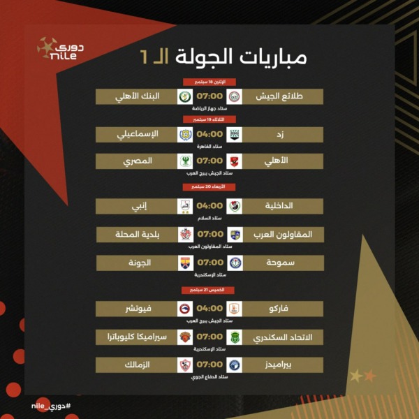 موعد مباريات الجولة الأولى من الدوري المصري موسم 2023- 2024- صورة