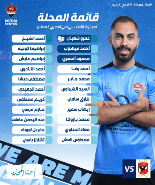22 لاعبا في قائمة غزل المحلة لمواجهة الأهلي في الدوري - صورة