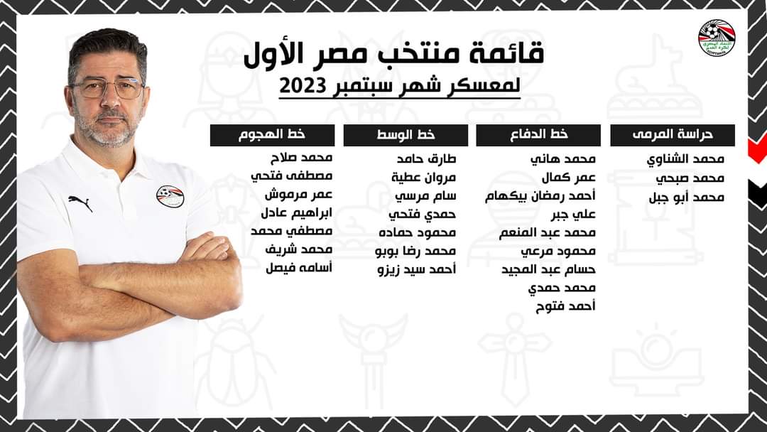 فيتوريا يعلن قائمة منتخب مصر لمعسكر سبتمبر بمشاركة رباعي الزمالك