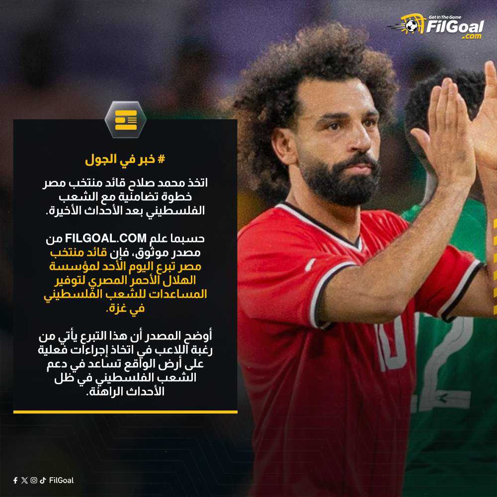 إجراء عاجل وهام من محمد صلاح قائد منتخب مصر لدعم فلسطين - صورة