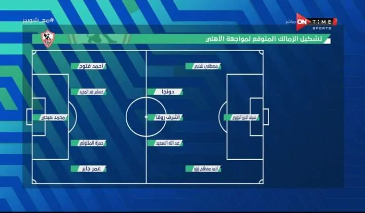 شوبير يكشف تشكيل الزمالك المتوقع لمواجهة الأهلي في نهائي كأس مصر