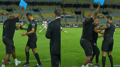 طاقم تحكيم مباراة الزمالك والمصري يكذب عاطف حسين في واقعته مع جوميز!! - فيديو