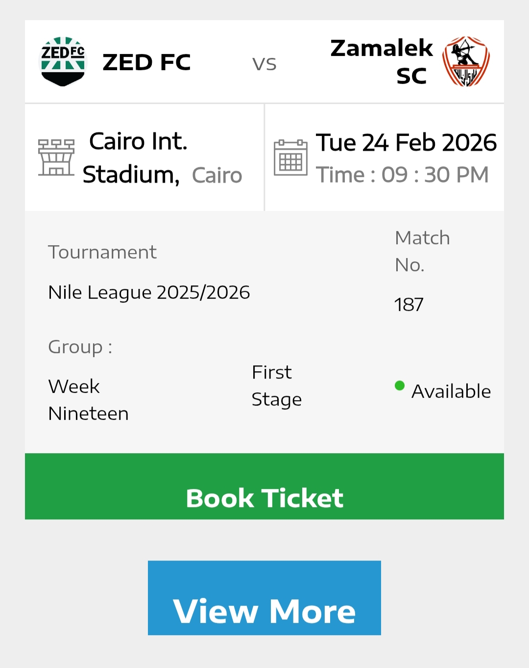 تذكرتي تعلن عن إطلاق تذاكر مباراة الزمالك أمام زيد في الدوري - صورة 2 تذكرتي تعلن عن طرح تذاكر مباراة الزمالك ضد زيد في الدوري - صورة