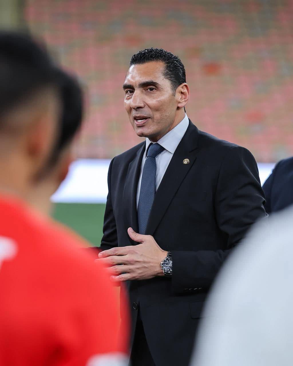 منتخب مصر يختتم تدريباته لمواجهة السعودية.. ووزير الرياضة يجتمع باللاعبين- صورة