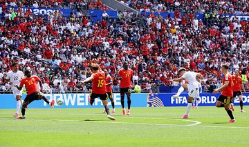 قذيفة.. شاهد الهدف الأول لمنتخب مصر امام بلجيكا في كأس العالم- فيديو