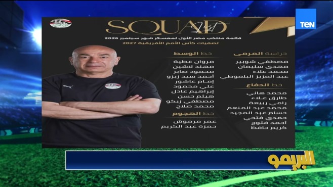 رضا عبد العال يعترض على اختيار في المنتخب.. ويطرح بديلاً من الزمالك 1 قائمة منتخب مصر المعروضة أثناء نقاش رضا عبد العال وإسلام صادق على قناة TeN