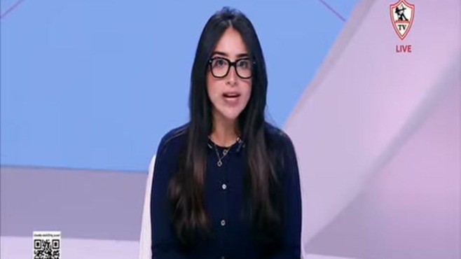 الإعلامية مها صبري على شاشة قناة الزمالك أثناء حديثها عن شكوى النادي ضد لجنة الحكام