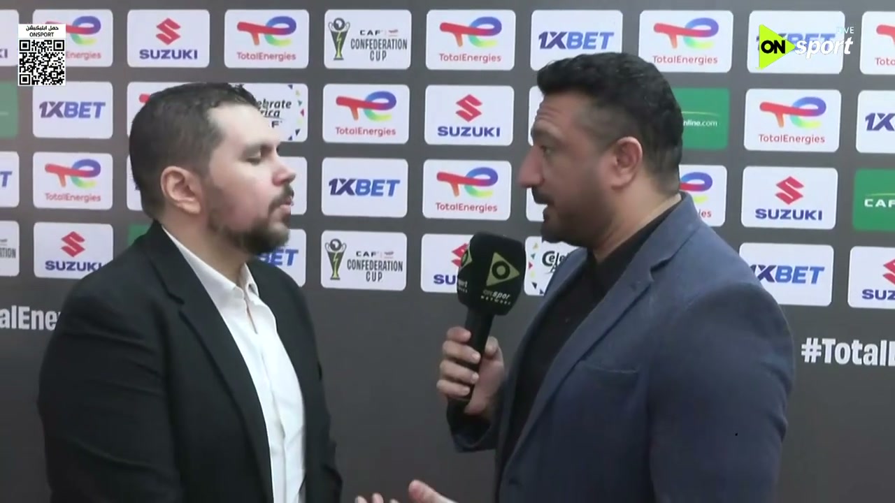 لقطة من مقابلة أحمد شوقي ممثل الزمالك مع ON Sport عقب القرعة الأفريقية