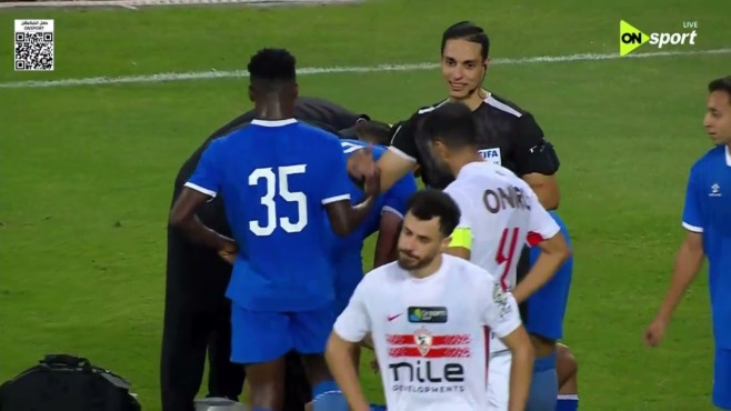 لقطة من برنامج ملعب ON تعرض مشهد إصابة لاعب بترول أسيوط في مباراة الزمالك